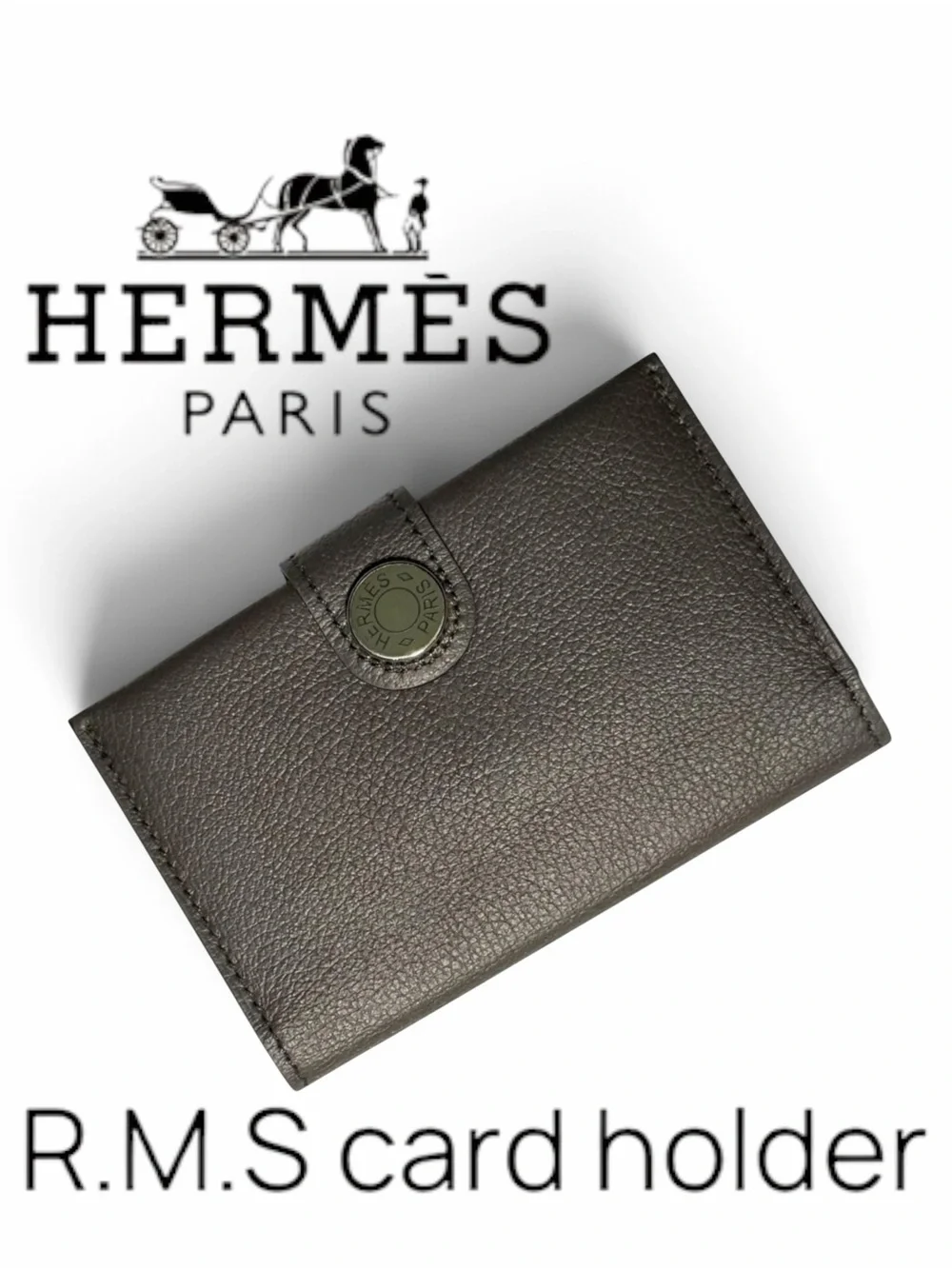 Hermes R.M.S. Card Holder Gris Meyer Evercolor 2023 B Stamp